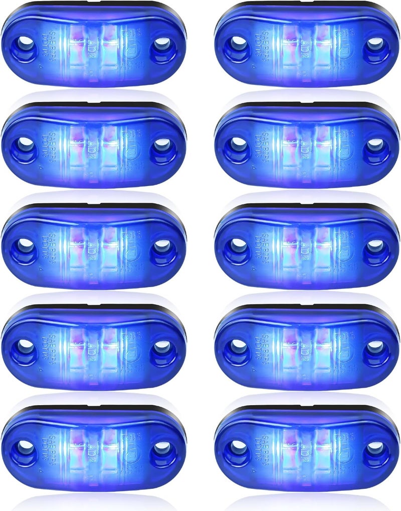 ALFU 10 Pack Blue DC12-24V IP68 Waterproof LED Trailer Lights Kit Front Rear LED Side Marker Clearance Indicators Light for RV Camper Truck Van Caravan Boat - Image 1